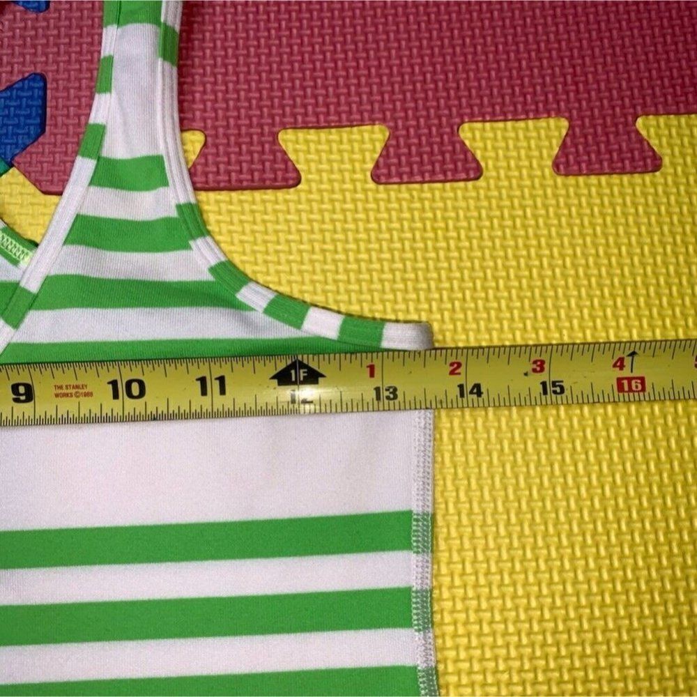 Lululemon Cool Racerback Tank Top Ocean Stripe Frond Green White Workout Sz 4? - Picture 8 of 10